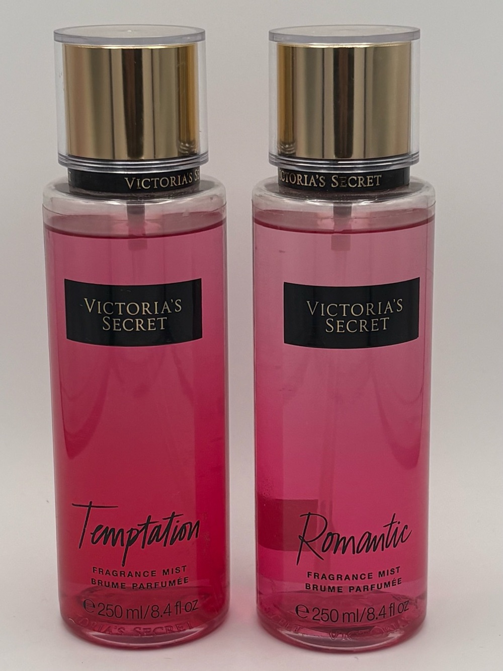 Two Victoria’s Secret fragrance mist 8.4 Fl. Oz. Temptation & Romantic